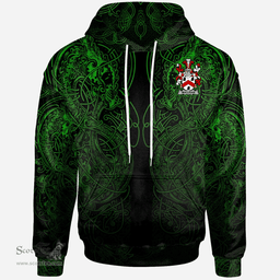 ScotsTee Shop Irish Mulligan or O'Mulligan Coat of Arms Family Crest Ireland Hoodie Green Celtic Dragon Hoodie