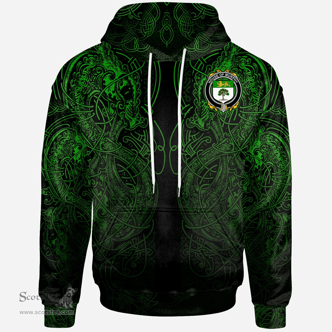 ScotsTee Shop Irish House of MURPHY (O?Morchoe) Coat of Arms Family Crest Ireland Hoodie Green Celtic Dragon Hoodie