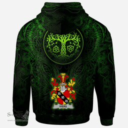ScotsTee Shop Irish Ivers Coat of Arms Family Crest Ireland Hoodie Green Celtic Dragon Hoodie