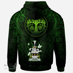 ScotsTee Shop Irish Lyster Coat of Arms Family Crest Ireland Hoodie Green Celtic Dragon Hoodie
