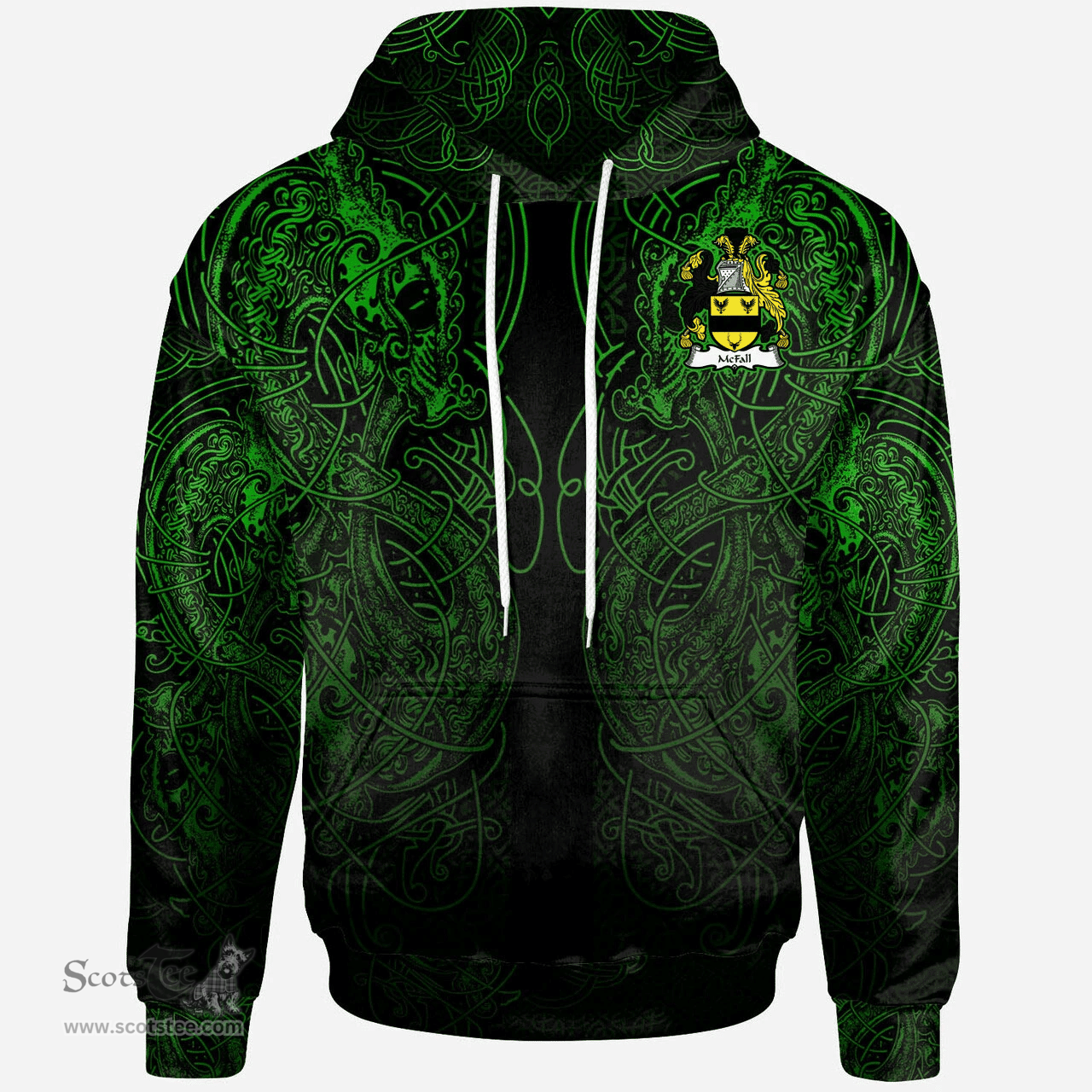 ScotsTee Shop Irish Lloyd Coat of Arms Family Crest Ireland Hoodie Green Celtic Dragon Hoodie