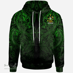 ScotsTee Shop Irish Mooney or O'Mooney Coat of Arms Family Crest Ireland Hoodie Green Celtic Dragon Hoodie