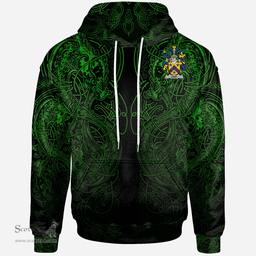 ScotsTee Shop Irish More or O'More Coat of Arms Family Crest Ireland Hoodie Green Celtic Dragon Hoodie