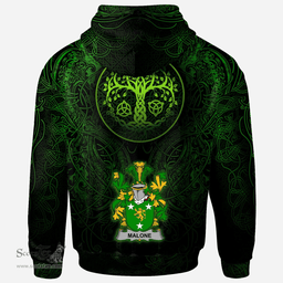 ScotsTee Shop Irish Malone or O'Malone Coat of Arms Family Crest Ireland Hoodie Green Celtic Dragon Hoodie