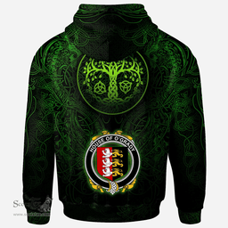 ScotsTee Shop Irish House of O'GRADY Coat of Arms Family Crest Ireland Hoodie Green Celtic Dragon Hoodie