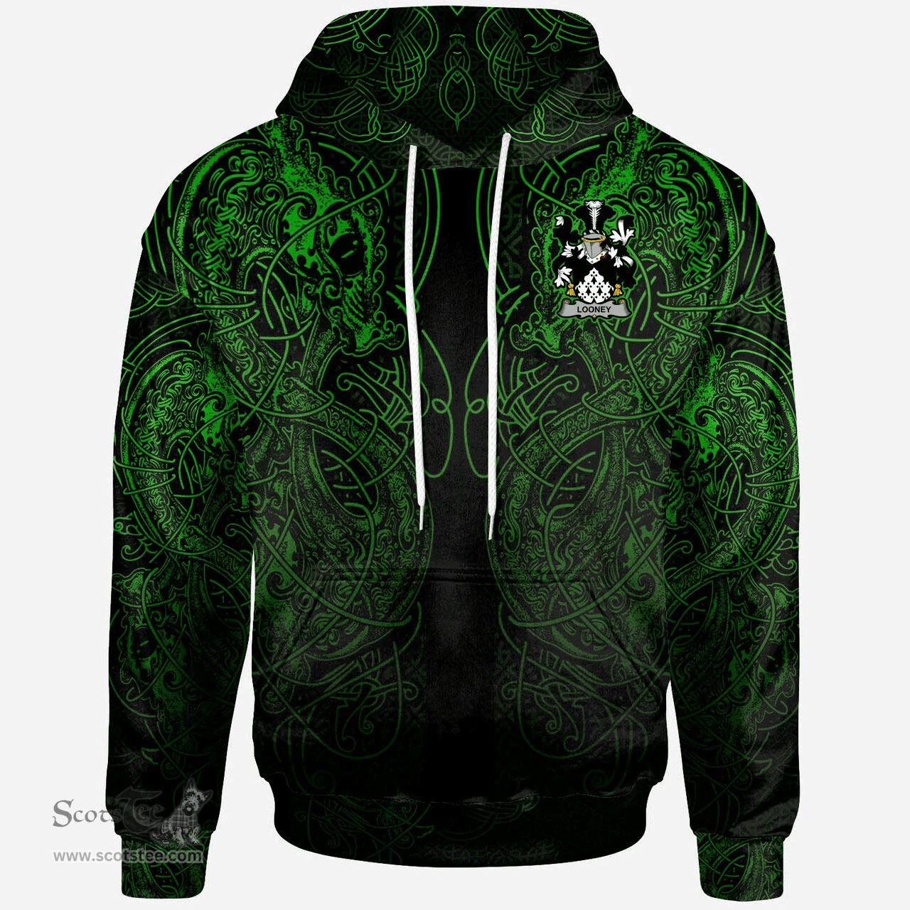 ScotsTee Shop Irish Johnson Coat of Arms Family Crest Ireland Hoodie Green Celtic Dragon Hoodie