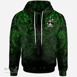 ScotsTee Shop Irish Johnson Coat of Arms Family Crest Ireland Hoodie Green Celtic Dragon Hoodie