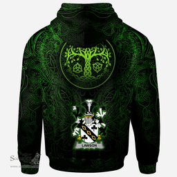 ScotsTee Shop Irish Lawson Coat of Arms Family Crest Ireland Hoodie Green Celtic Dragon Hoodie