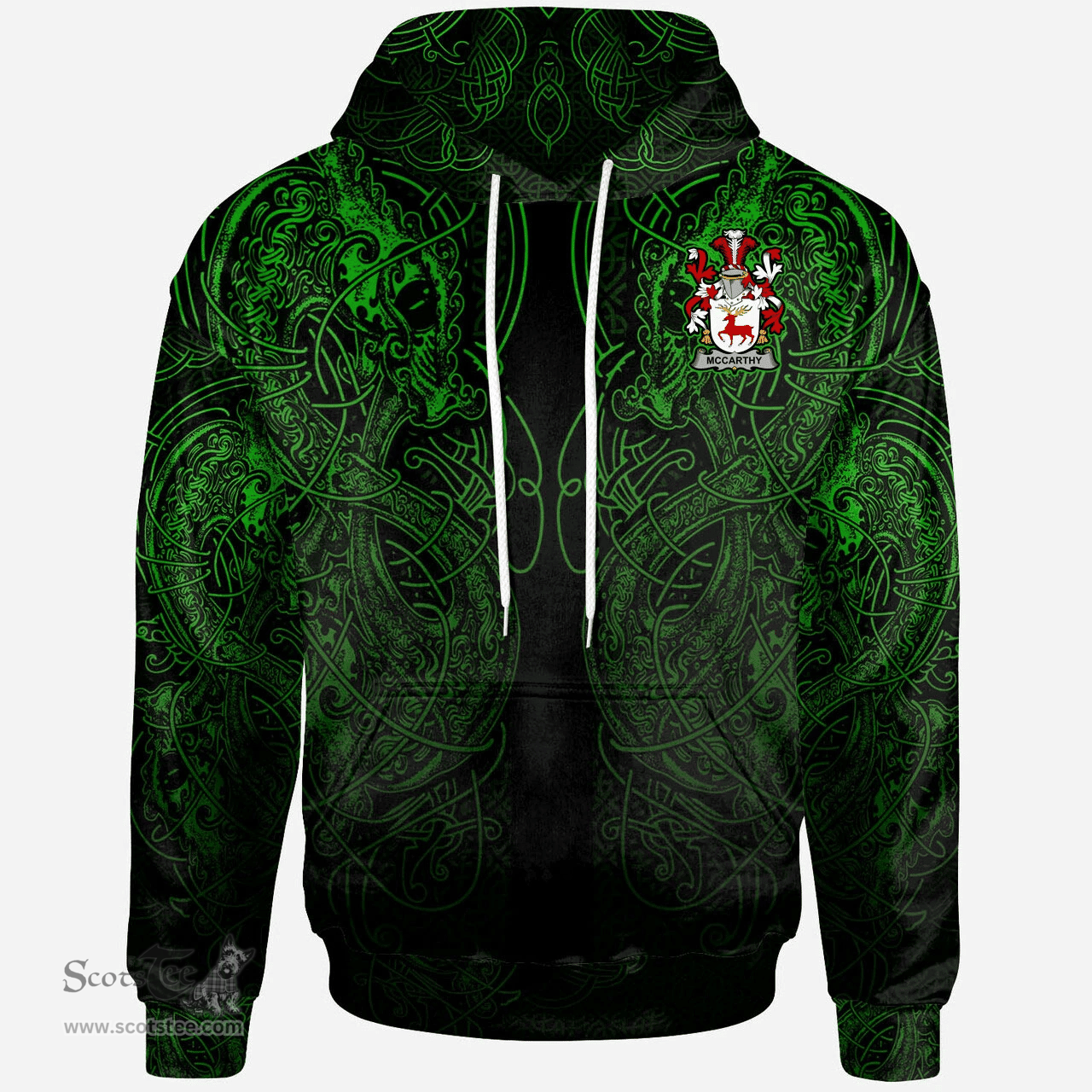 ScotsTee Shop Irish Lawson Coat of Arms Family Crest Ireland Hoodie Green Celtic Dragon Hoodie