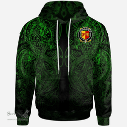 ScotsTee Shop Irish House of O'HEYNE Coat of Arms Family Crest Ireland Hoodie Green Celtic Dragon Hoodie