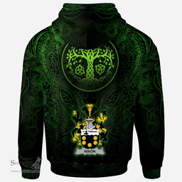 ScotsTee Shop Irish Nixon Coat of Arms Family Crest Ireland Hoodie Green Celtic Dragon Hoodie