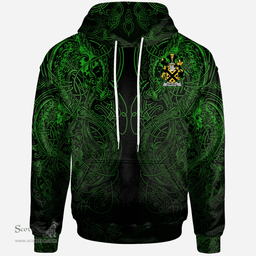 ScotsTee Shop Irish Purcell Coat of Arms Family Crest Ireland Hoodie Green Celtic Dragon Hoodie