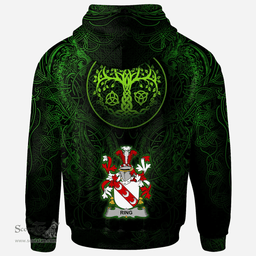 ScotsTee Shop Irish Ring or O'Ring Coat of Arms Family Crest Ireland Hoodie Green Celtic Dragon Hoodie