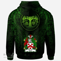 ScotsTee Shop Irish Steen Coat of Arms Family Crest Ireland Hoodie Green Celtic Dragon Hoodie