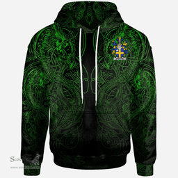 ScotsTee Shop Irish Shelton Coat of Arms Family Crest Ireland Hoodie Green Celtic Dragon Hoodie