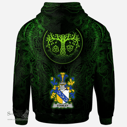 ScotsTee Shop Irish Stanley Coat of Arms Family Crest Ireland Hoodie Green Celtic Dragon Hoodie