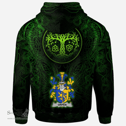 ScotsTee Shop Irish Orpen Coat of Arms Family Crest Ireland Hoodie Green Celtic Dragon Hoodie