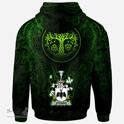 ScotsTee Shop Irish Stening Coat of Arms Family Crest Ireland Hoodie Green Celtic Dragon Hoodie