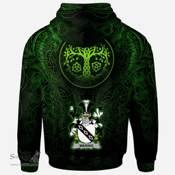 ScotsTee Shop Irish Waring Coat of Arms Family Crest Ireland Hoodie Green Celtic Dragon Hoodie