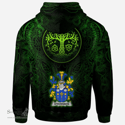 ScotsTee Shop Irish Stevenson Coat of Arms Family Crest Ireland Hoodie Green Celtic Dragon Hoodie