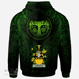 ScotsTee Shop Irish Preston Coat of Arms Family Crest Ireland Hoodie Green Celtic Dragon Hoodie