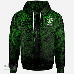 ScotsTee Shop Irish Tuly or McAtilla Coat of Arms Family Crest Ireland Hoodie Green Celtic Dragon Hoodie