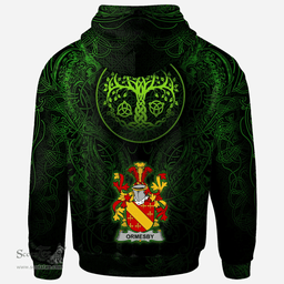 ScotsTee Shop Irish Ormesby Coat of Arms Family Crest Ireland Hoodie Green Celtic Dragon Hoodie
