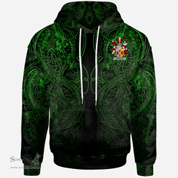 ScotsTee Shop Irish Quinlan or O'Quinlevan Coat of Arms Family Crest Ireland Hoodie Green Celtic Dragon Hoodie