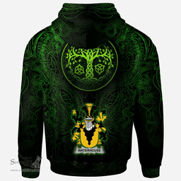 ScotsTee Shop Irish Waterhouse Coat of Arms Family Crest Ireland Hoodie Green Celtic Dragon Hoodie