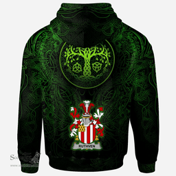 ScotsTee Shop Irish Ruthven Coat of Arms Family Crest Ireland Hoodie Green Celtic Dragon Hoodie