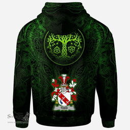 ScotsTee Shop Irish Todd or Tod Coat of Arms Family Crest Ireland Hoodie Green Celtic Dragon Hoodie