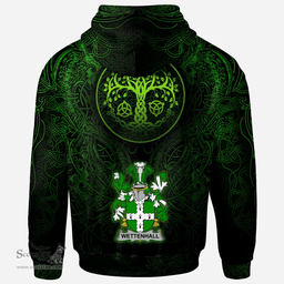 ScotsTee Shop Irish Wettenhall Coat of Arms Family Crest Ireland Hoodie Green Celtic Dragon Hoodie