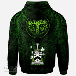 ScotsTee Shop Irish Palmer Coat of Arms Family Crest Ireland Hoodie Green Celtic Dragon Hoodie