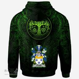 ScotsTee Shop Irish Stone Coat of Arms Family Crest Ireland Hoodie Green Celtic Dragon Hoodie