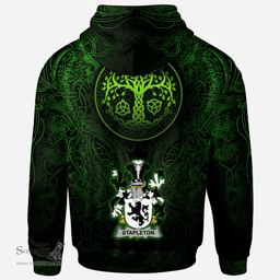 ScotsTee Shop Irish Stapleton Coat of Arms Family Crest Ireland Hoodie Green Celtic Dragon Hoodie