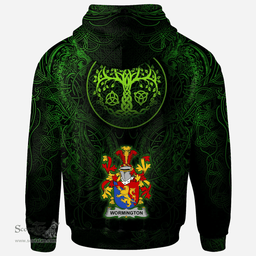 ScotsTee Shop Irish Wormington Coat of Arms Family Crest Ireland Hoodie Green Celtic Dragon Hoodie