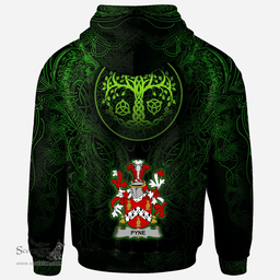 ScotsTee Shop Irish Pyne Coat of Arms Family Crest Ireland Hoodie Green Celtic Dragon Hoodie