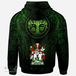 ScotsTee Shop Irish Webster Coat of Arms Family Crest Ireland Hoodie Green Celtic Dragon Hoodie