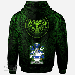 ScotsTee Shop Irish Weir or McWeir Coat of Arms Family Crest Ireland Hoodie Green Celtic Dragon Hoodie