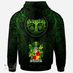 ScotsTee Shop Irish Packenham Coat of Arms Family Crest Ireland Hoodie Green Celtic Dragon Hoodie