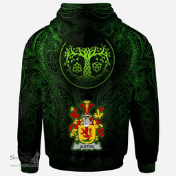 ScotsTee Shop Irish Sutton Coat of Arms Family Crest Ireland Hoodie Green Celtic Dragon Hoodie