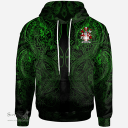 ScotsTee Shop Irish Wellesby Coat of Arms Family Crest Ireland Hoodie Green Celtic Dragon Hoodie