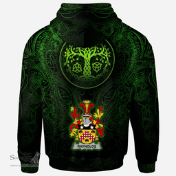 ScotsTee Shop Irish Raynolds Coat of Arms Family Crest Ireland Hoodie Green Celtic Dragon Hoodie