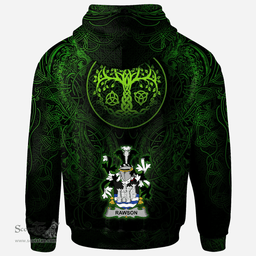 ScotsTee Shop Irish Rawson Coat of Arms Family Crest Ireland Hoodie Green Celtic Dragon Hoodie