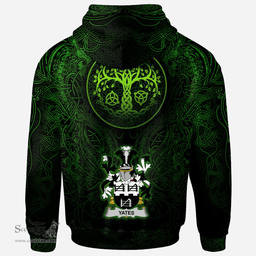 ScotsTee Shop Irish Yeates Coat of Arms Family Crest Ireland Hoodie Green Celtic Dragon Hoodie