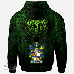 ScotsTee Shop Irish Norreys Coat of Arms Family Crest Ireland Hoodie Green Celtic Dragon Hoodie