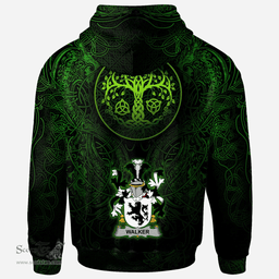 ScotsTee Shop Irish Walker Coat of Arms Family Crest Ireland Hoodie Green Celtic Dragon Hoodie