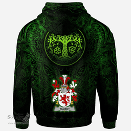 ScotsTee Shop Irish Talbot Coat of Arms Family Crest Ireland Hoodie Green Celtic Dragon Hoodie