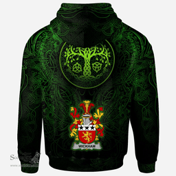 ScotsTee Shop Irish Wickham Coat of Arms Family Crest Ireland Hoodie Green Celtic Dragon Hoodie