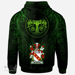 ScotsTee Shop Irish Segrave Coat of Arms Family Crest Ireland Hoodie Green Celtic Dragon Hoodie